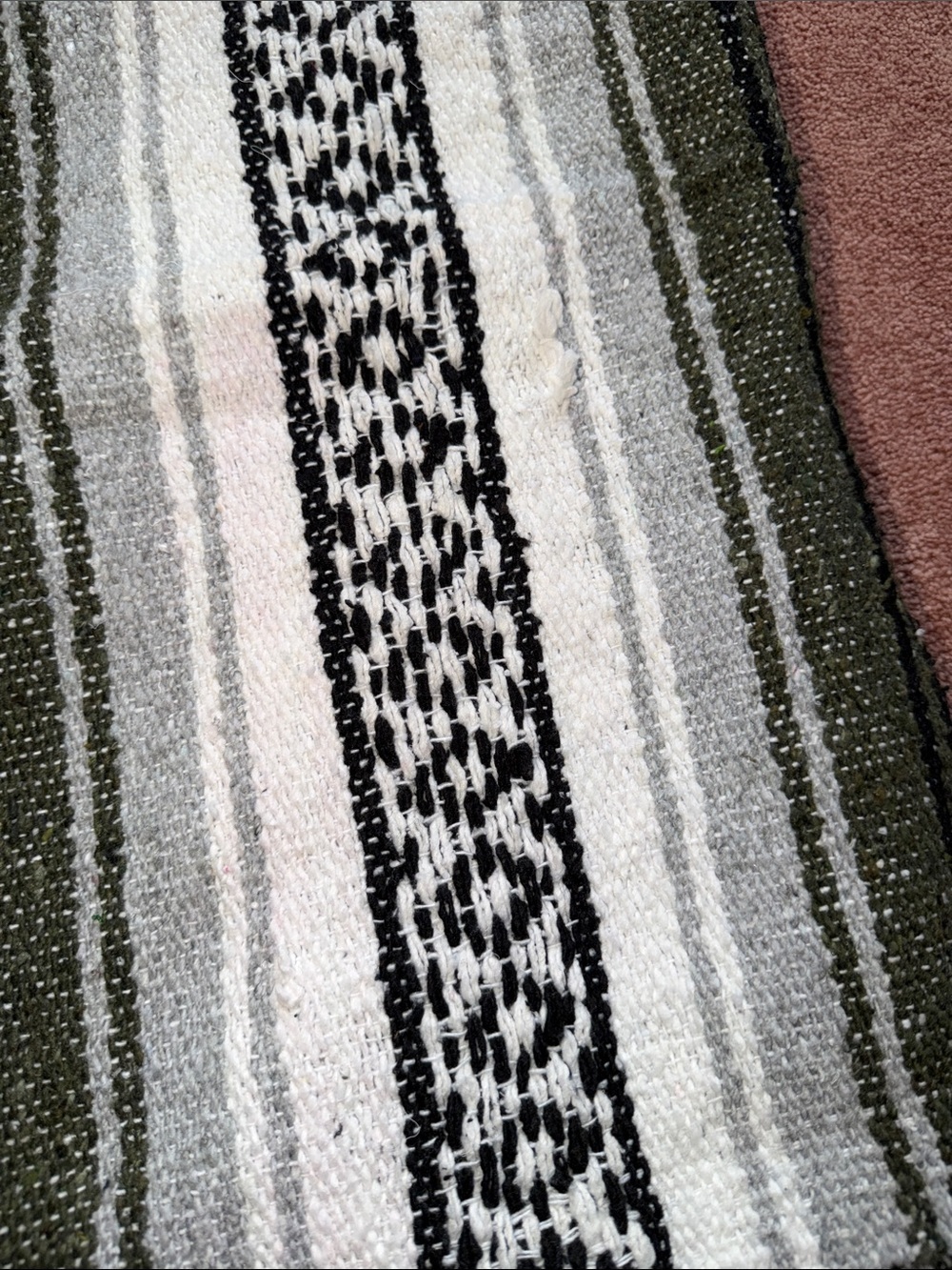 Olive, White, Grey, Black Striped Woven Throw Blanket - Unbranded from Arizona - Picture 3 of 5